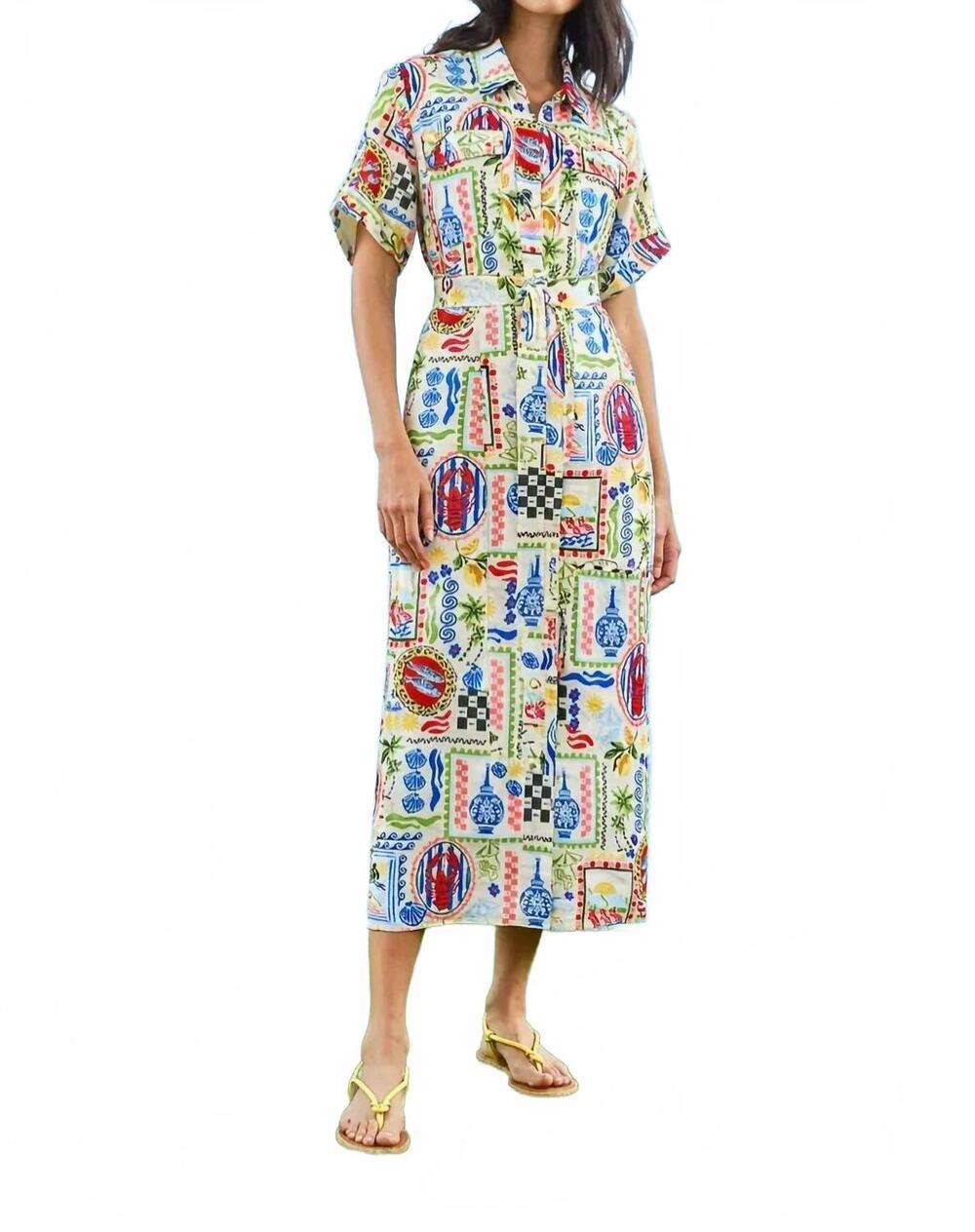 NEW HUNTER BELL women's charlotte collared dress in coastal conversation